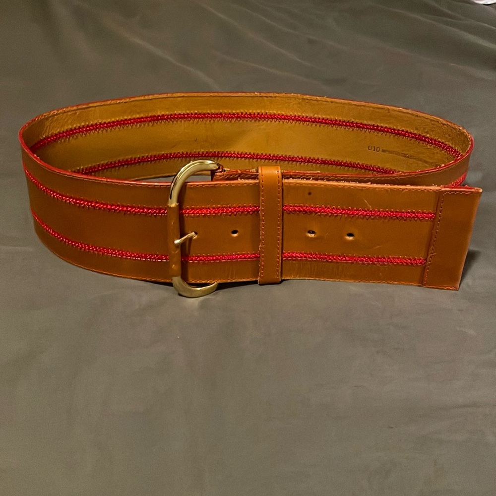 Christian Dior Brown with Red Stitching Belt